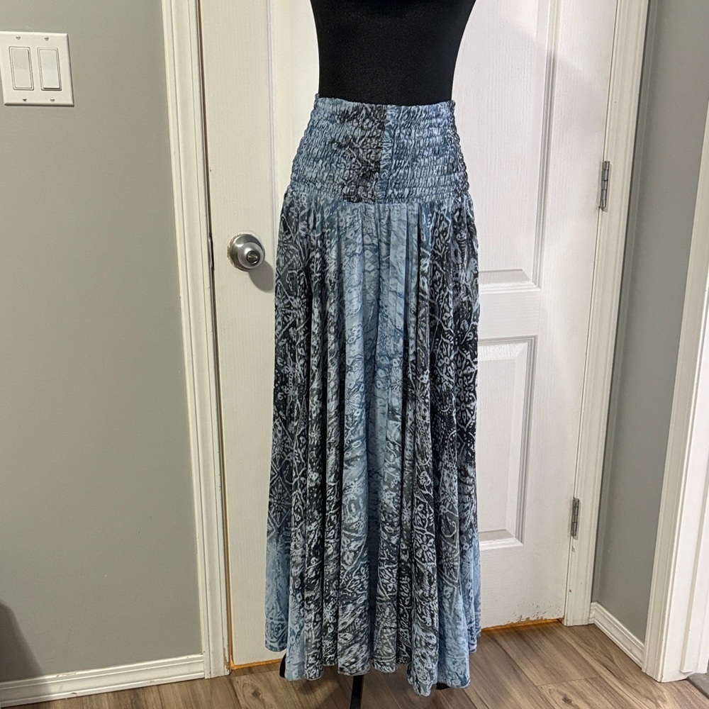 Elegant Blue Patterned Wide Leg Flow Pants(S-XL)